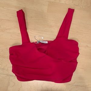 Zara Bright Pink Crop Top Size Small